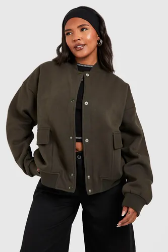 Womens Plus Pocket Detail Bomber Jacket - Green - 16, Green