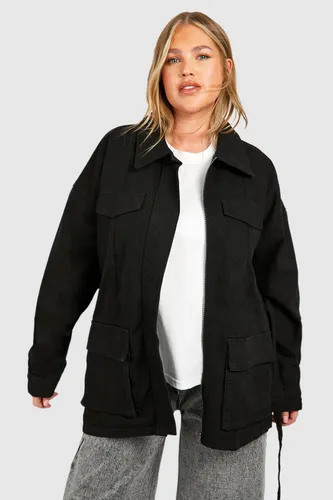 Womens Plus Pocket Detail Denim Jacket - Black - 18, Black