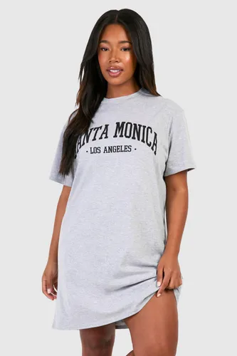 Womens Plus Santa Monica Printed T-Shirt Dress - Grey - 16, Grey