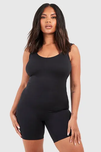 Womens Plus Seamless Control Low Back Bodysuit - Black - L, Black