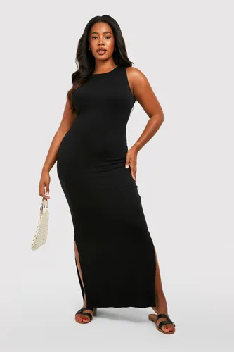 Womens Plus Side Split Maxi Dress - Black - 16, Black
