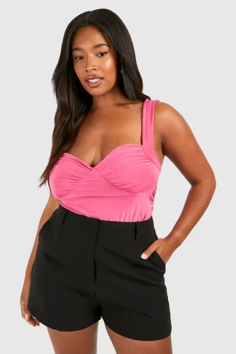 Womens Plus Slinky Ruched Top - Pink - 16, Pink