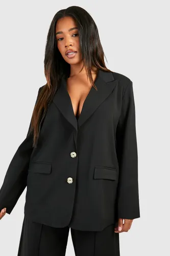 Womens Plus Split Back Oversized Blazer - Black - 16, Black