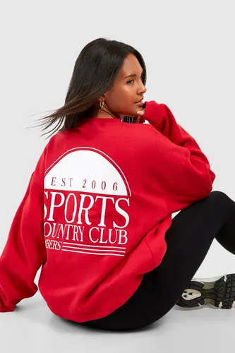 Womens Plus Sports Club Slogan Printed Sweatshirt - Red - 22, Red