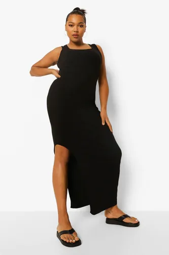 Womens Plus Square Neck Split Leg Maxi Dress - Black - 18, Black