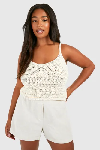 Womens Plus Strappy Knitted Top - White - 28, White
