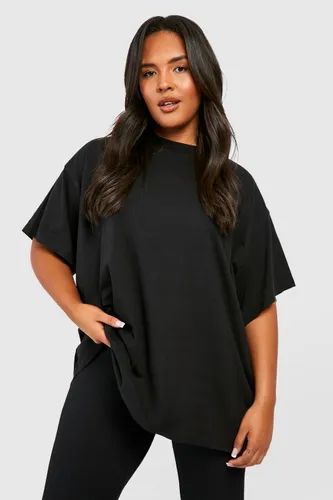 Womens Plus Super Oversized Crew Neck Basic Cotton T-Shirt - Black - 16, Black