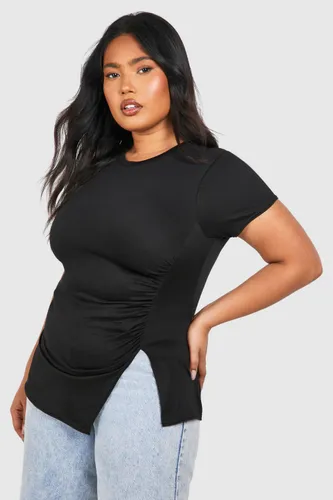 Womens Plus Super Soft Asymmetric Hem T-Shirt - Black - 16, Black