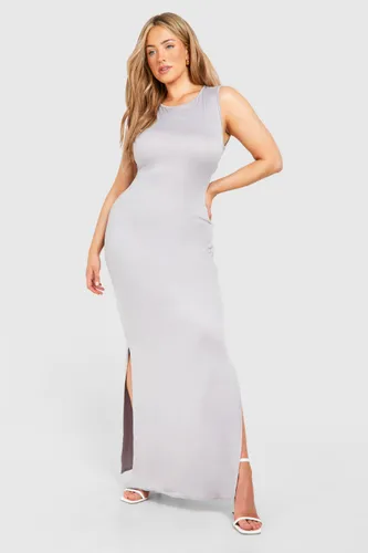 Womens Plus Super Soft Low Back Maxi Dress - Grey - 16, Grey