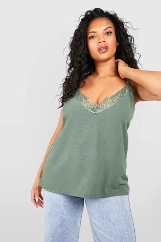 Womens Plus Textured Lace Cami Top - Green - 26, Green