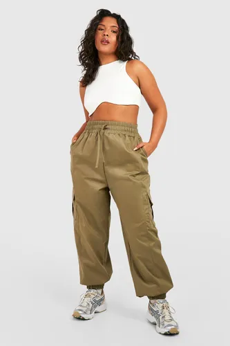 Womens Plus Twill Elasticated Cuff Cargo Trouser - Green - 16, Green