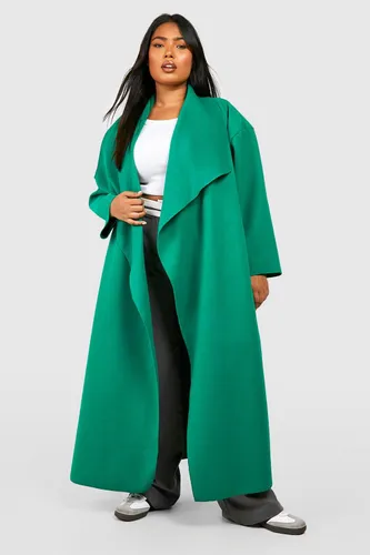 Womens Plus Wool Look Waterfall Coat - Green - 16, Green