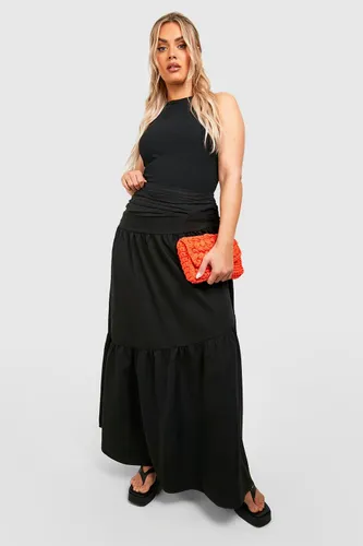 Womens Plus Woven Asymmetric Maxi Skirt - Black - 18, Black
