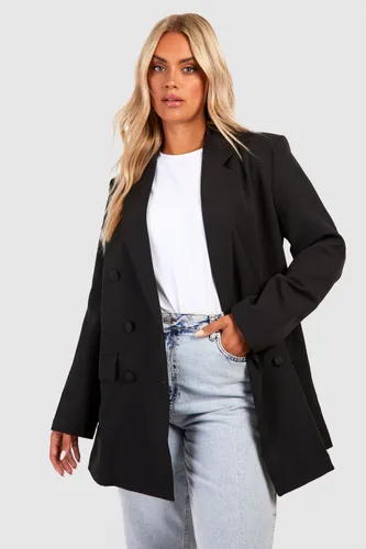 Womens Plus Woven Oversized Longline Blazer - Black - 22, Black