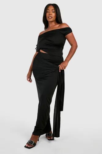 Womens Plus Wrap Detail Maxi Skirt - Black - 16, Black