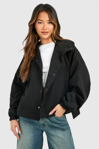 Womens Pocket Detail Hooded Jacket - Black - L, Black