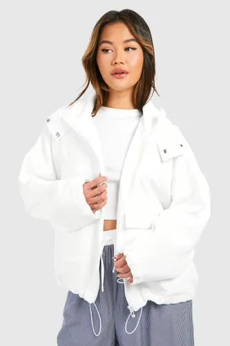 Womens Pocket Detail Hooded Jacket - White - S, White