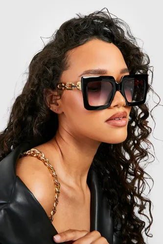 Womens Polished Chain Black Sunglasses - One Size, Black