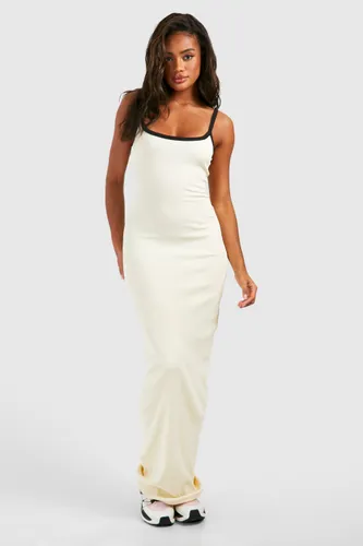 Womens Premium Contrast Binding Strappy Maxi Dress - White - 12, White