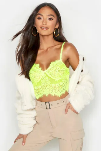 Womens Premium Lace Cupped Bralet - Green - Xl, Green