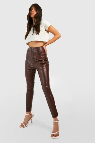 Womens Premium Leather Look Super Skinny Trousers - Black - 8, Black