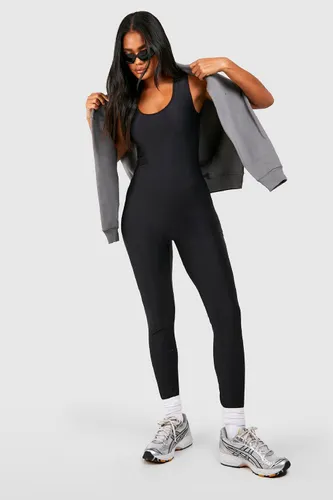 Womens Premium Matte Slinky Scoop Neck Jumpsuit - Black - 10, Black