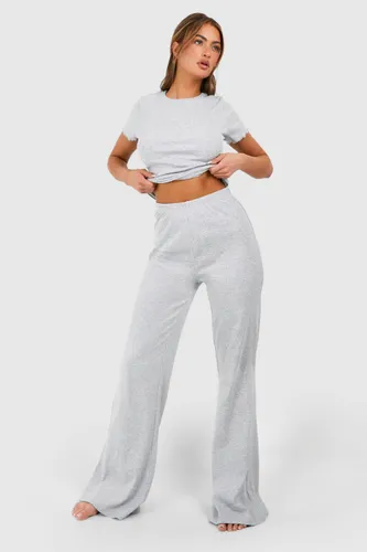 Womens Premium Rib Flare Lounge Trouser - Grey - 6, Grey