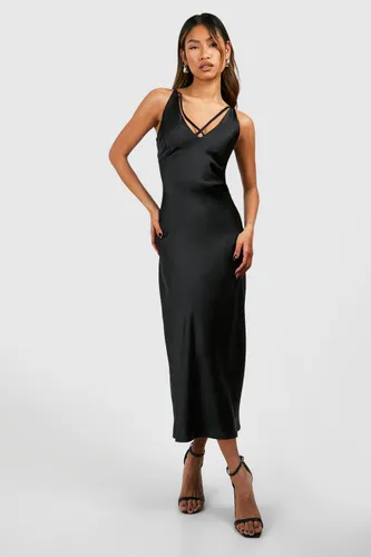 Womens Premium Satin Slip Dress - Black - 6, Black