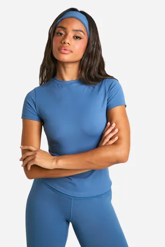 Womens Premium Sculpt Short Sleeve Fitted Top - Blue - S, Blue