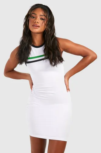 Womens Premium Stripe Racer Mini Dress - White - 8, White