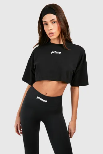 Womens Prince Super Cropped Boxy T-Shirt - Black - 6, Black