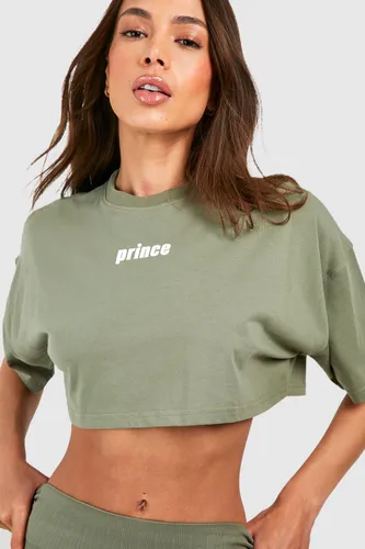 Womens Prince Super Cropped Boxy T-Shirt - Green - 6, Green