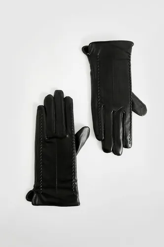 Womens Pu Seam Detail Gloves - Black - One Size, Black