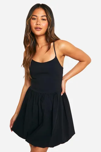 Womens Puffball Skirt Bengaline Mini Dress - Black - 8, Black
