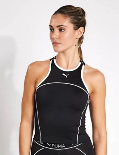 Womens PUMA Fit Train Strong Fitted Crop Vest Top - L - Black, Black
