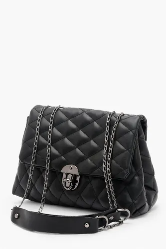 Womens Quilted Chain Crossbody Bag - Black - One Size, Black
