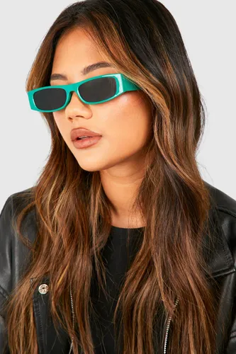 Womens Rectangle Green Tinted Sunglasses - One Size, Green