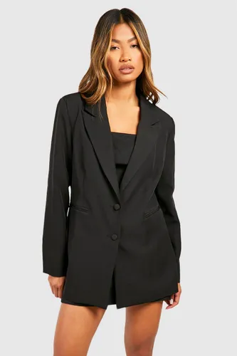 Womens Relaxed Fit Longline Tailored Blazer - Black - 6, Black
