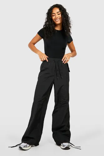Womens Relaxed Parachute Oversized Joggers - Black - 16, Black