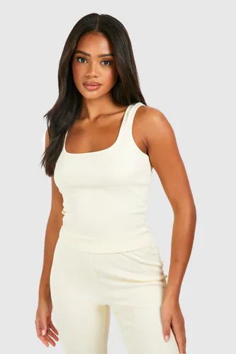 Womens Rib Lounge Vest - White - 6, White