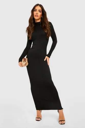Womens Roll Neck Long Sleeve Maxi Dress - Black - 12, Black