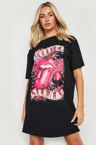 Womens Rolling Stones License Print T-Shirt Dress - Black - 10, Black