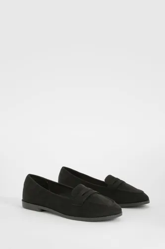 Womens Round Toe Basic Loafers - Black - 4, Black