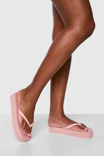Womens Round Toe Platform Flip Flops - Pink - 3, Pink
