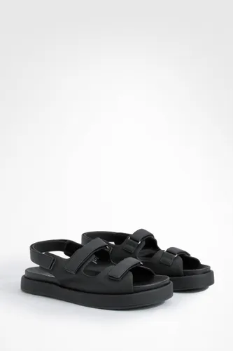 Womens Rubberised Pu Dad Sandals - Black - 3, Black