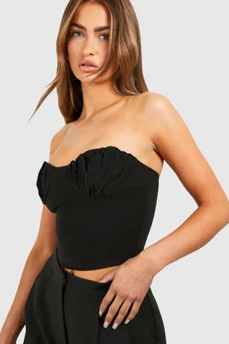 Womens Ruched Cup Bengaline Corset Top - Black - 6, Black