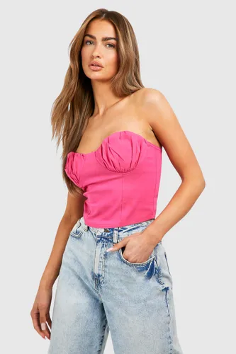 Womens Ruched Cup Bengaline Corset Top - Pink - 12, Pink
