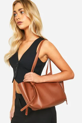 Womens Ruched Detail Tote Bag - Brown - One Size, Brown