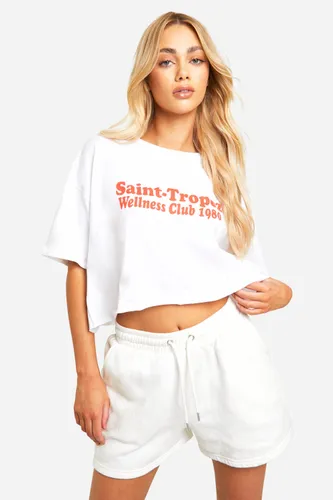 Womens Saint Tropez Wellness Cropped T-Shirt - White - S, White