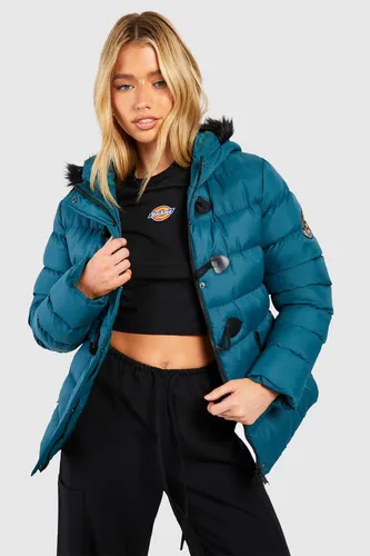 Womens Short Quilted Bubble Jacket - Green - 8, Green